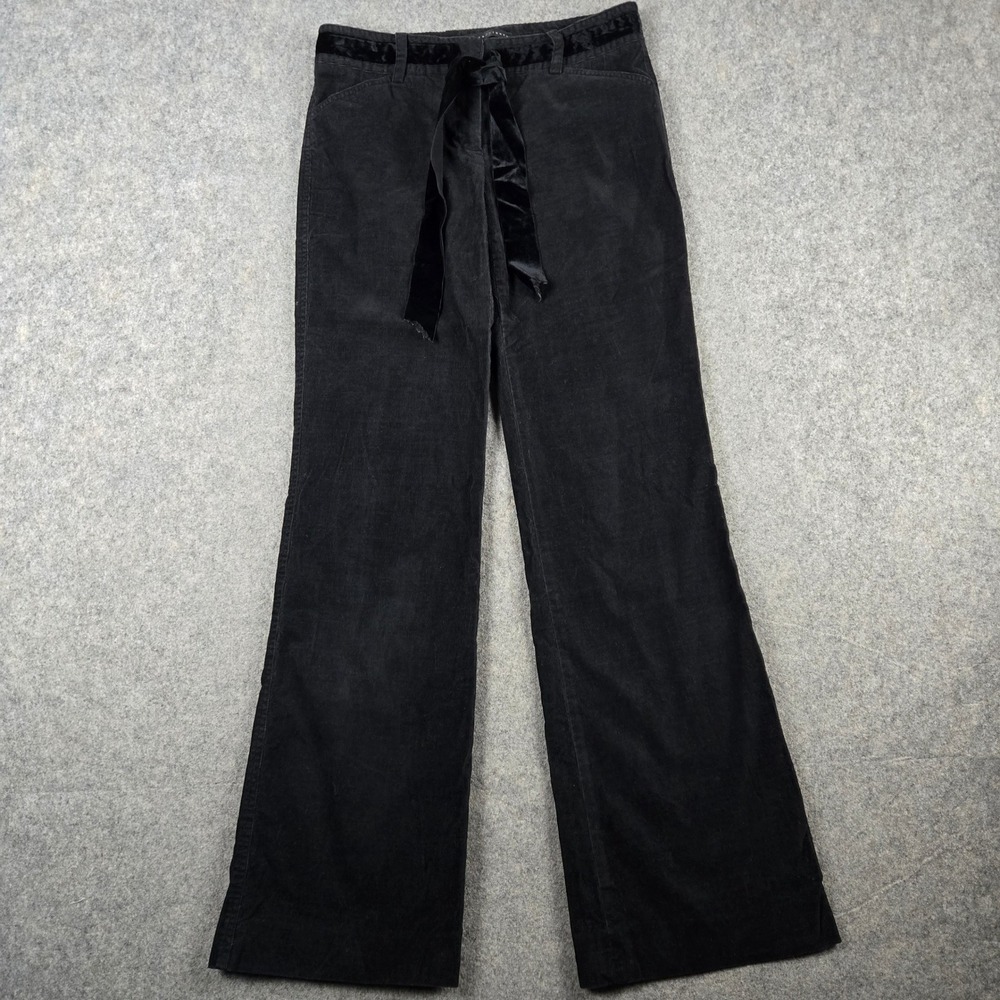 Robert Rodriguez Corduroy Pants Womens 30 Black Velvet Belted Wide Leg Y2K 90s